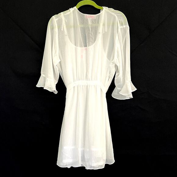 Oscar de la Renta Pink Label women’s sexy sheer chemise and robe set - Picture 7 of 12